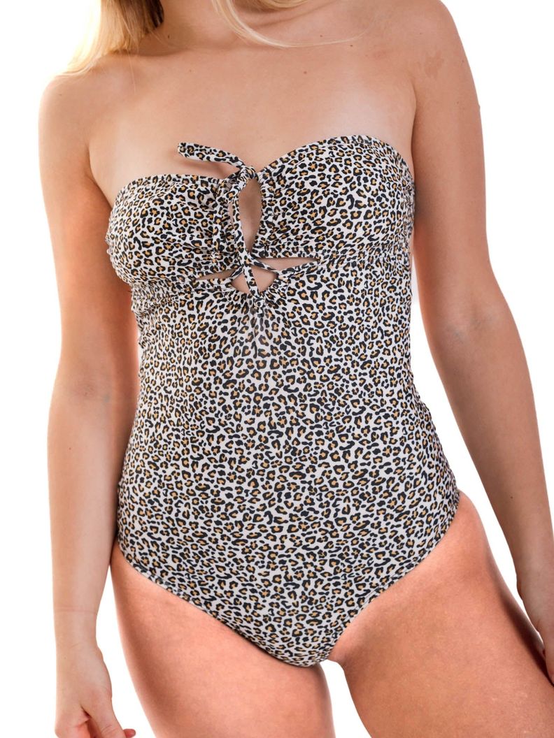Daikiri Traje de Baño Mujer Crema Estampado Strapless Control Abdomen Protección UV 50+-5