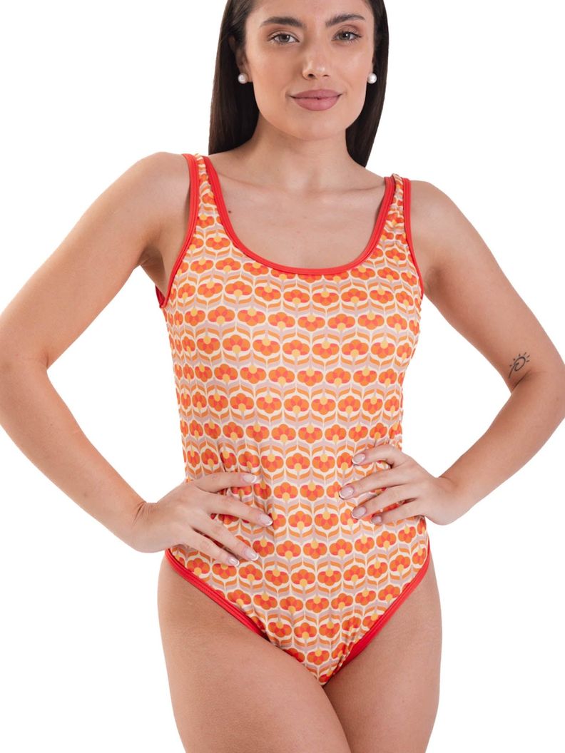 Daikiri Traje de Baño Mujer Crema Estampado Deportivo Control Abdomen Protección UV 50+-0