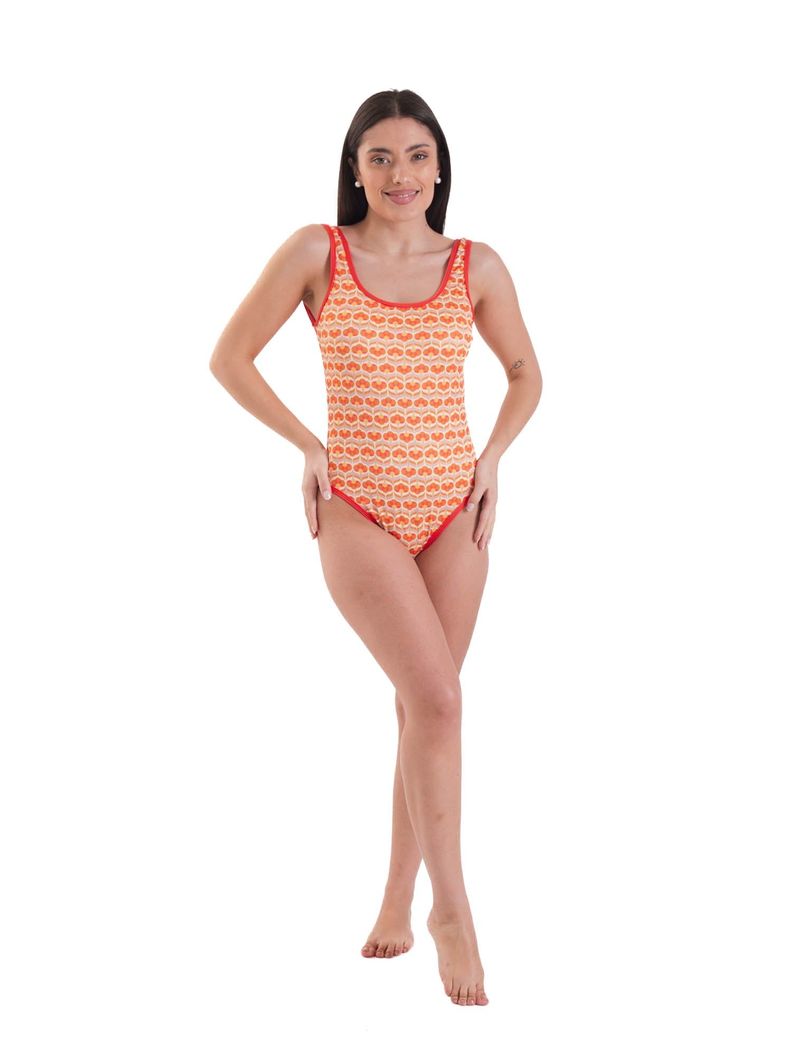 Daikiri Traje de Baño Mujer Crema Estampado Deportivo Control Abdomen Protección UV 50+-6