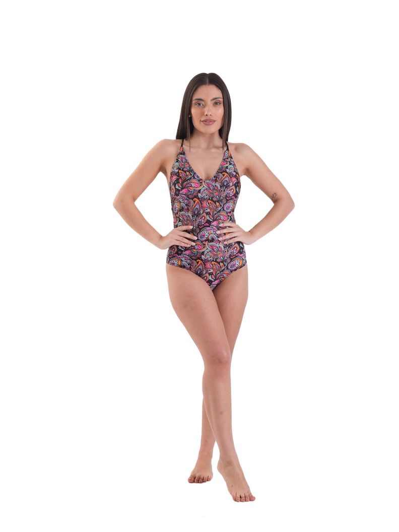 Daikiri Traje de Baño Mujer Negro Estampado Strapless Control Abdomen Protección UV 50+-6