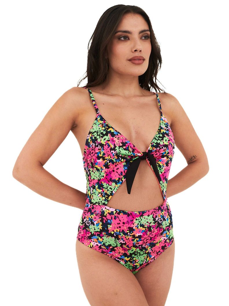 Daikiri Trikini Mujer Negro Estampado Control Abdomen Culote Protección UV 50+-4