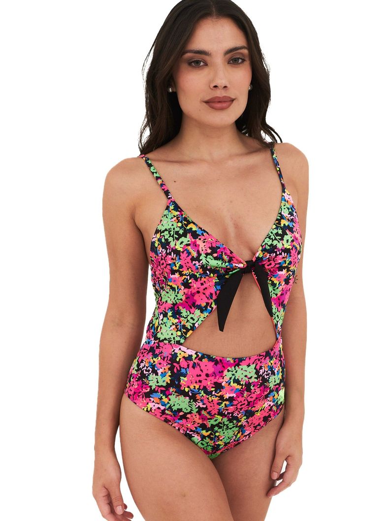 Daikiri Trikini Mujer Negro Estampado Control Abdomen Culote Protección UV 50+-6