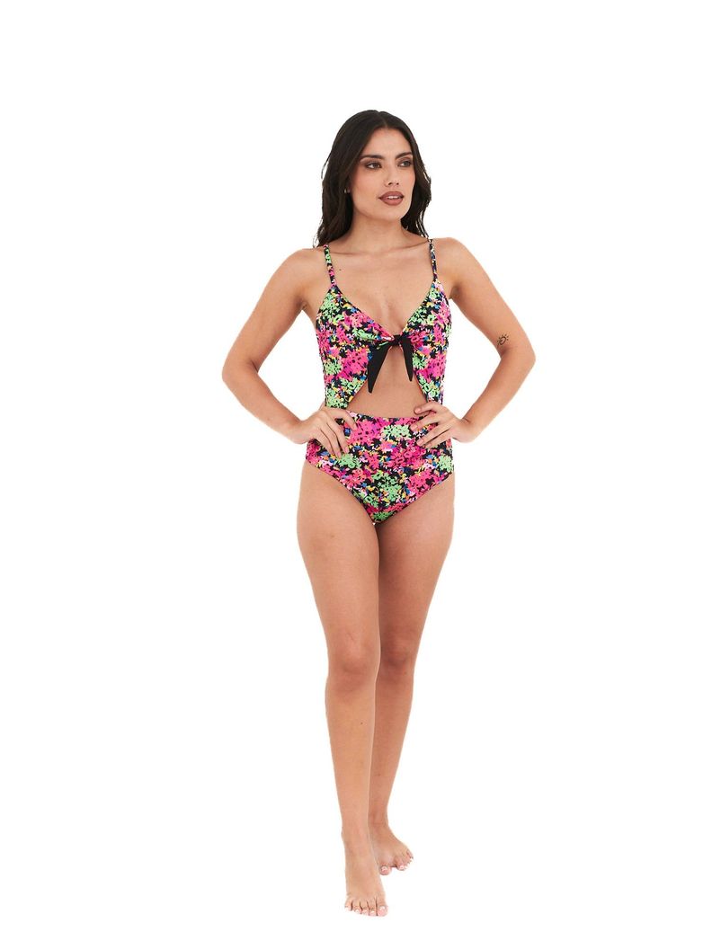Daikiri Trikini Mujer Negro Estampado Control Abdomen Culote Protección UV 50+-7