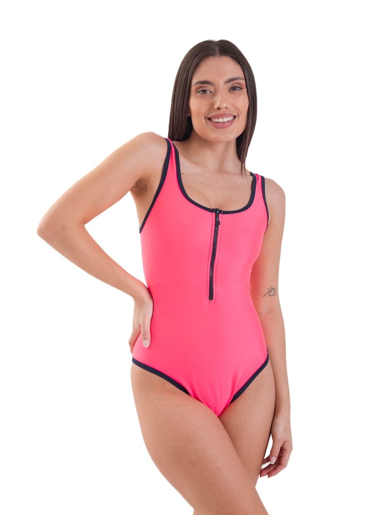 Daikiri Traje de Baño Mujer Chicle Liso Control Abdomen Deportivo Protección UV 50+-3
