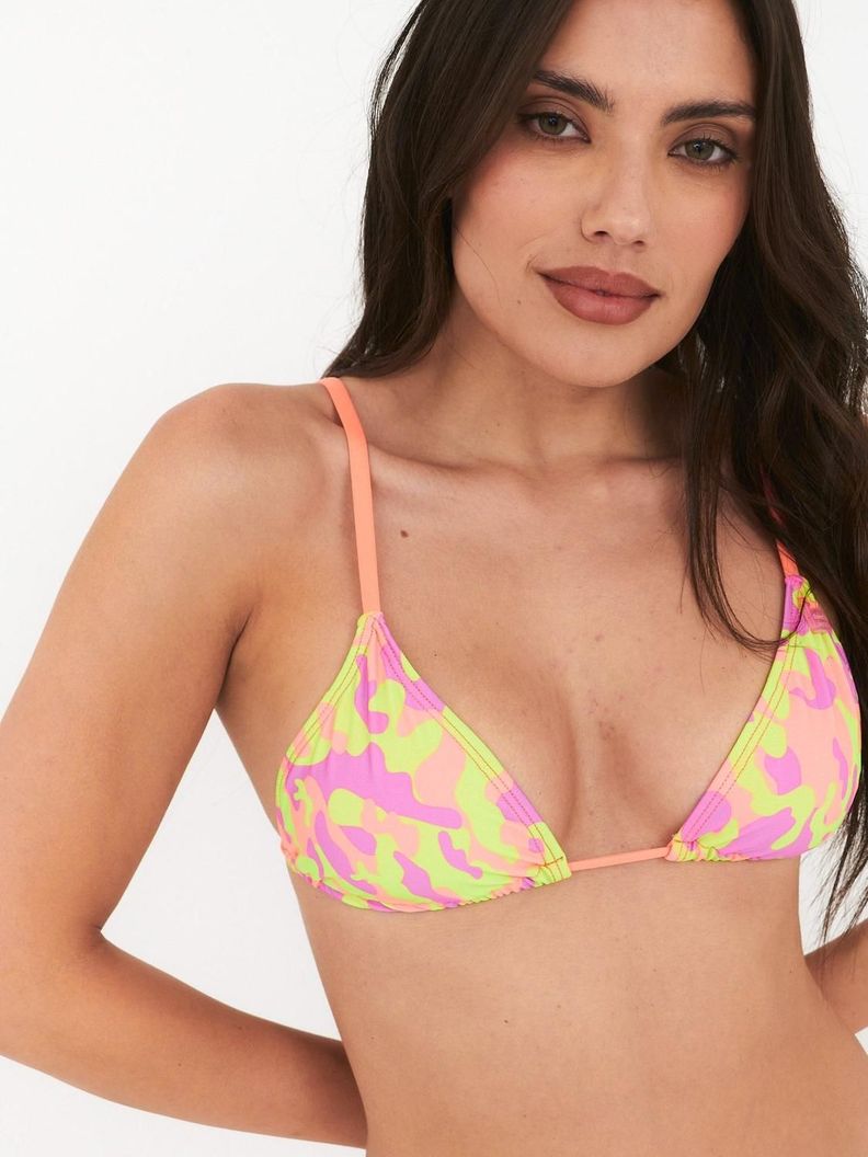 Top de Bikini Daikiri Mujer Triangulo Basico Militar Amarillo Fluor Filtro UV50+ S