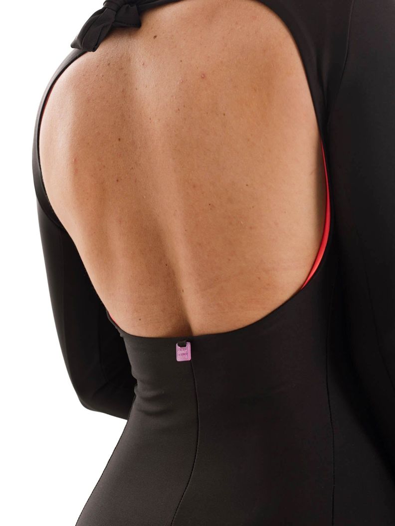 Daikiri Traje de Baño Surf Mujer Negro Liso Manga Larga Deportivo Protección UV 50+-3