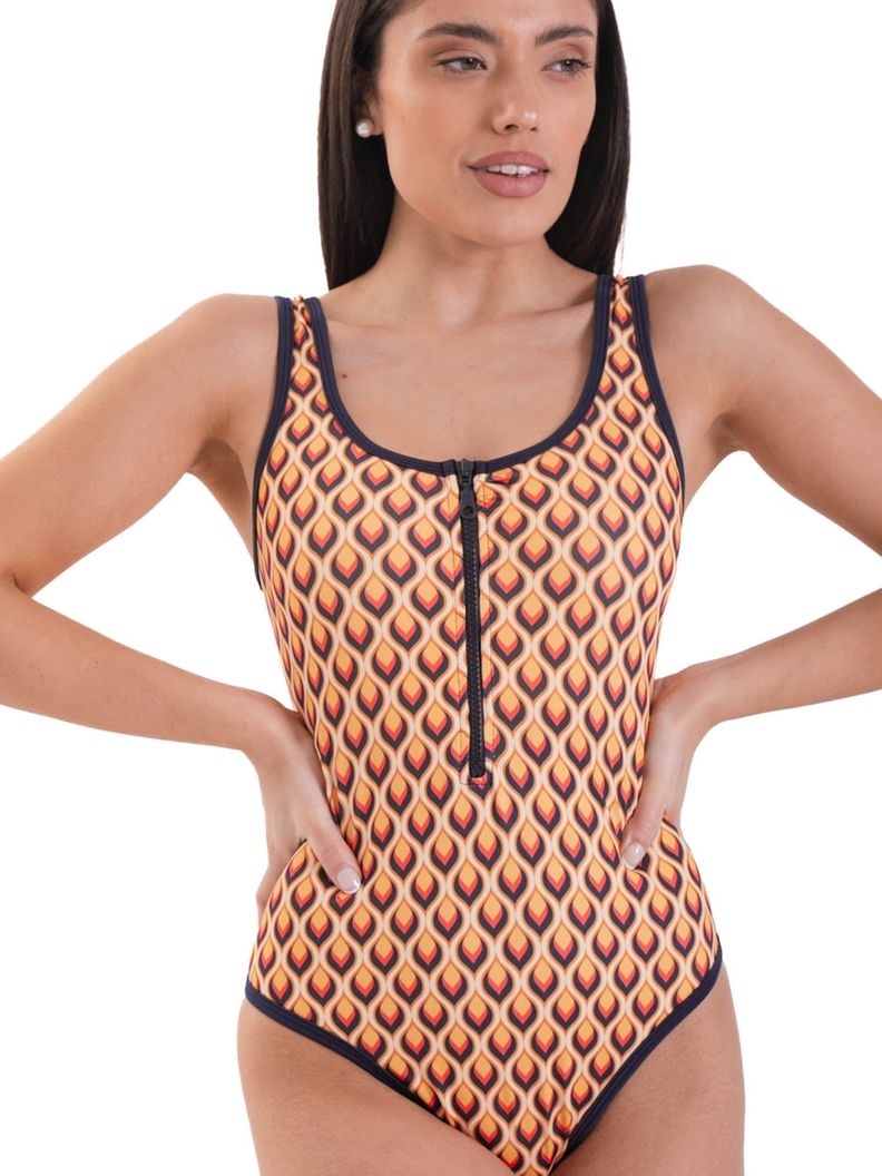 Daikiri Traje de Baño Mujer Crema Estampado Control Abdomen Deportivo Protección UV 50+-0