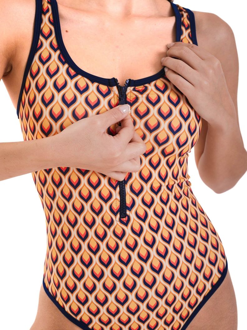 Daikiri Traje de Baño Mujer Crema Estampado Control Abdomen Deportivo Protección UV 50+-3