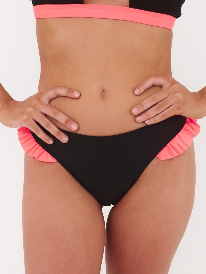 Bottom de Bikini Daikiri Mujer Calzon Vuelos Negro Filtro UV50+