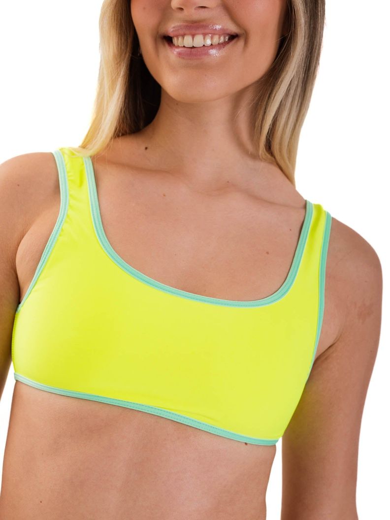 Daikiri Top de Bikini Mujer Amarillo Liso Deportivo Extra Confort Protección UV 50+-0