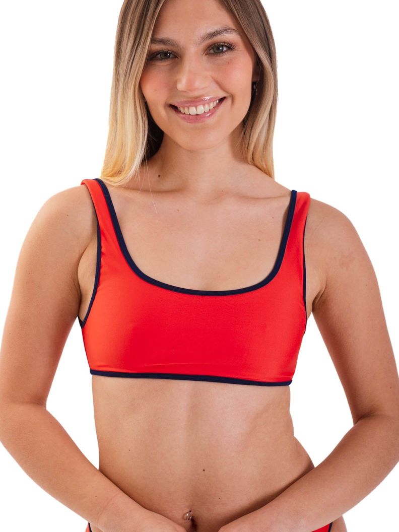 Daikiri Top de Bikini Mujer Rojo Liso Deportivo Extra Confort Protección UV 50+-0