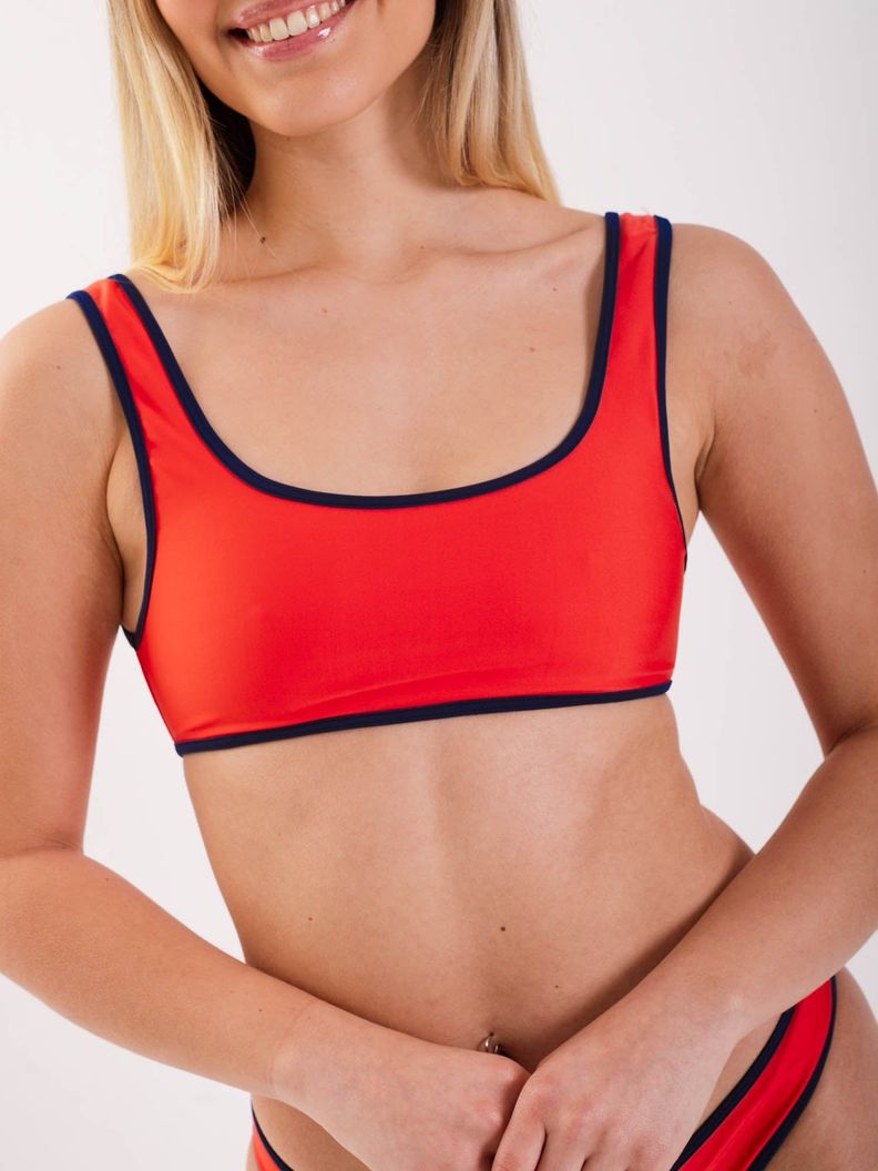 Daikiri Top de Bikini Mujer Rojo Liso Deportivo Extra Confort Protección UV 50+-4
