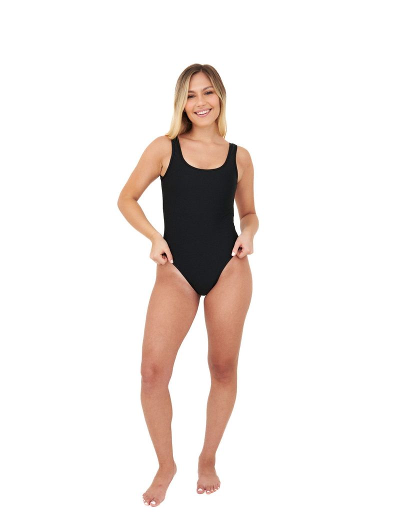 Daikiri Traje de Baño Mujer Negro Liso Deportivo Control Abdomen Protección UV 50+-6