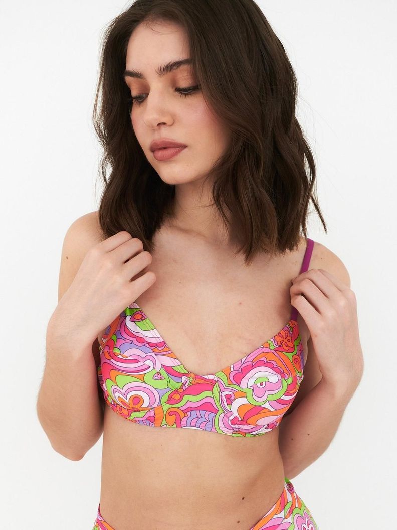 Top de Bikini Daikiri Mujer Horma Psicodelico Naranjo Fluor Filtro UV50+ S