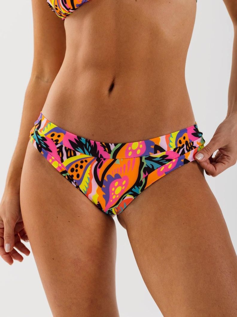 Bottom de Bikini Daikiri Mujer Calzon Sin Costuras Flores Negro Fluor Filtro UV50+