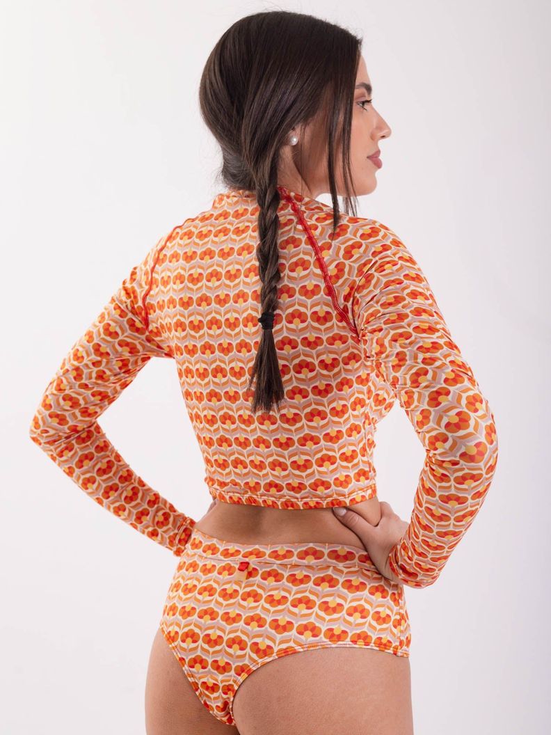 Daikiri Polera Surf Mujer Crema Estampado Manga Larga Deportivo Protección UV 50+-4