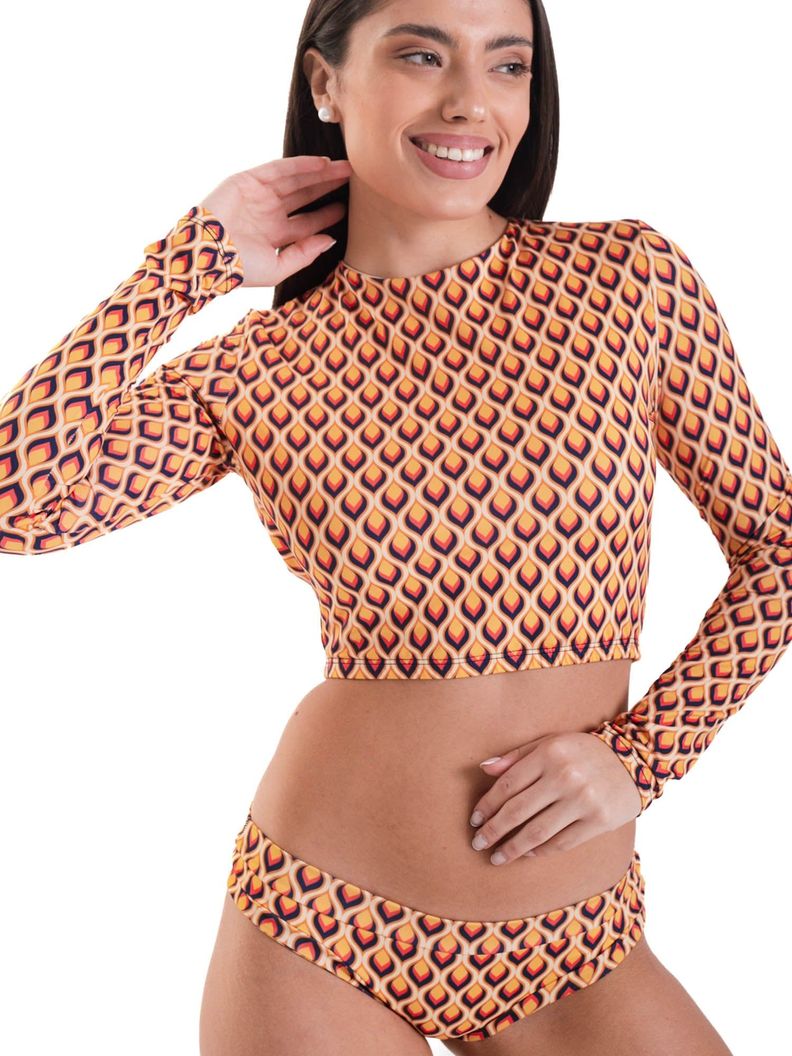 Daikiri Bikini Surf Mujer Crema Estampado Manga Larga Ajustable Protección UV 50+-0