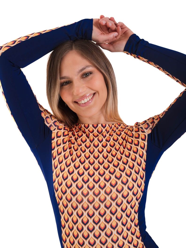 Daikiri Traje de Baño Surf Mujer Crema Estampado Manga Larga Deportivo Protección UV 50+-2