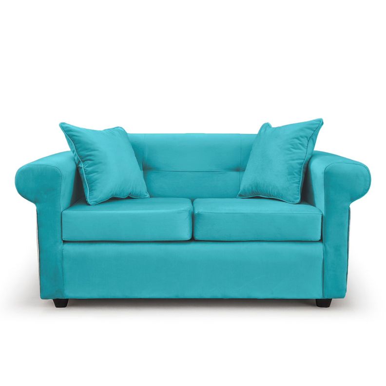 Sofa 2 Cuerpos Barcelona Felpa Turquesa