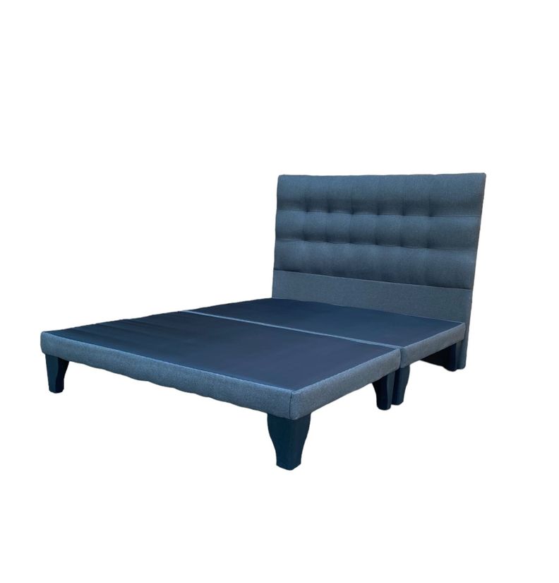 Base Europea King + Respaldo King Valencia Tela Gris Oscuro -1