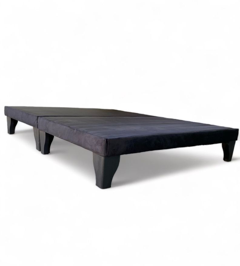 Base de Cama Europea King Felpa Negro -0