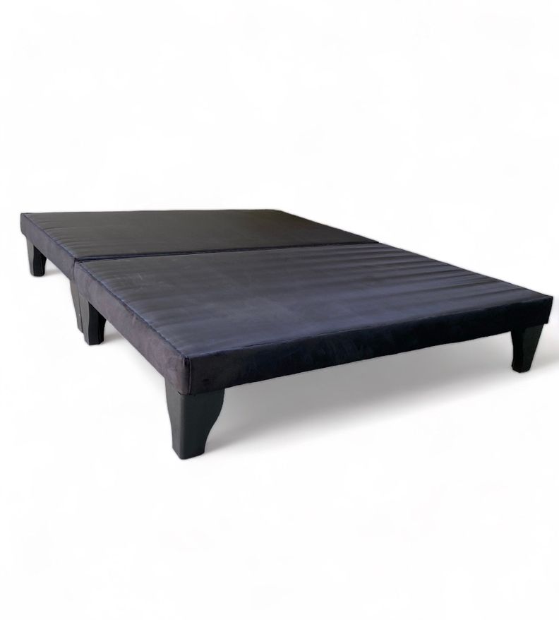 Base de Cama Europea King Felpa Negro -1