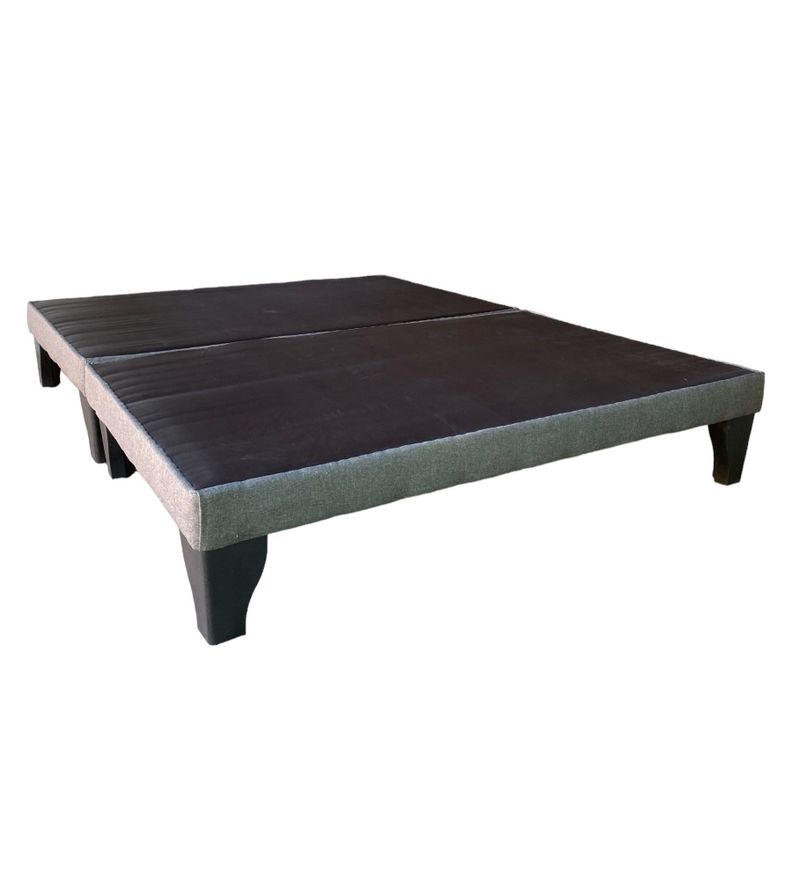 Base de Cama Europea 2 Plazas Tela Gris Oscuro