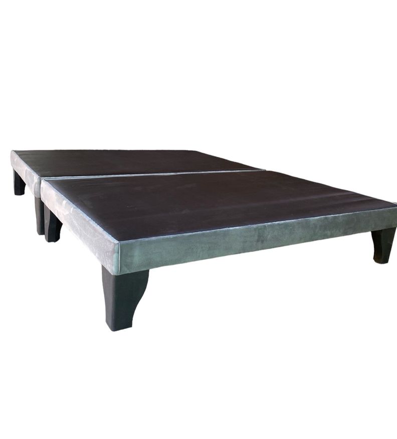 Base de Cama Europea King Felpa Gris -0
