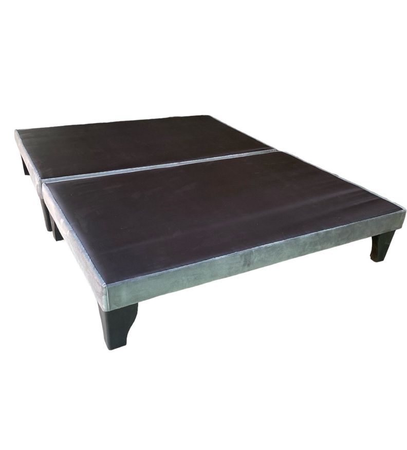 Base de Cama Europea King Felpa Gris -1