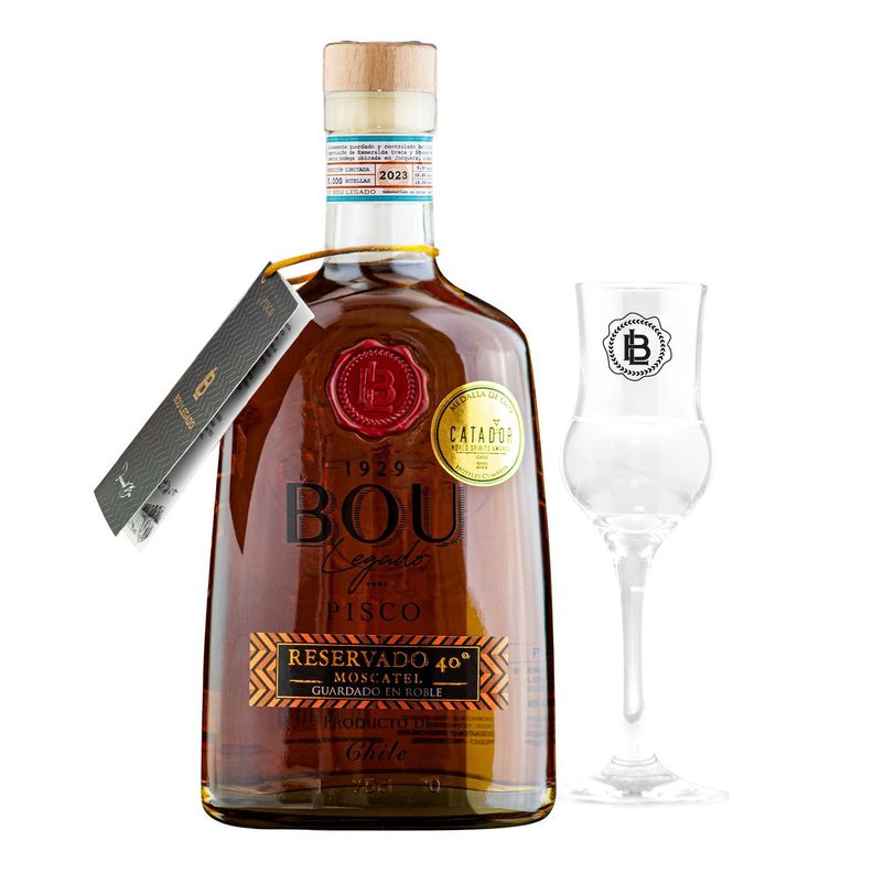 PACK PISCO BOU LEGADO ROBLE 40º PREMIUM + COPA ESPECIAL CATA-1