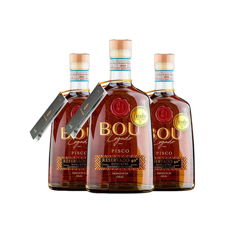 PISCO BOU LEGADO ROBLE 40º X 3 MEDALLA DE ORO-0