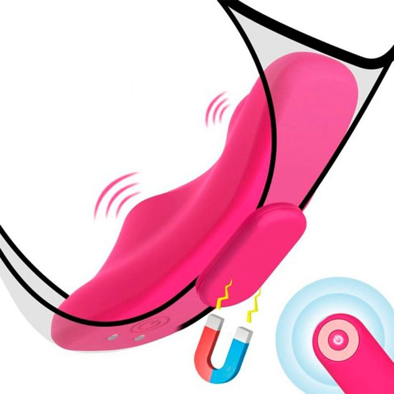Vibrador Butterfly Conchero con Imán y control Fucsia-2