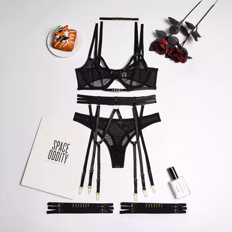 Conjunto 3 Piezas Ropa Intima Kendall Negro-4
