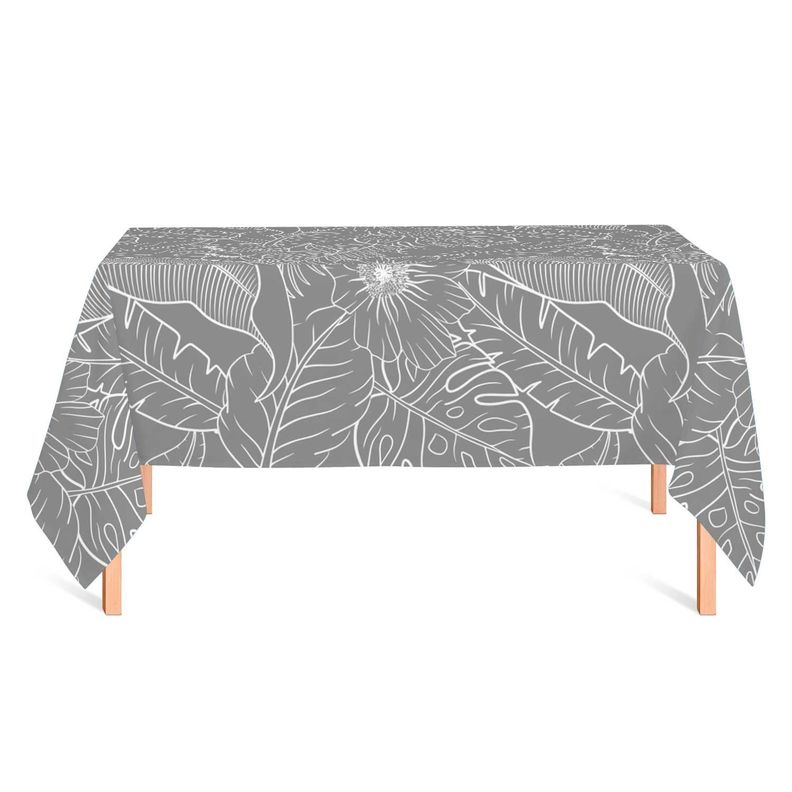 Mantel anti manchas rectangular 145 x 250 cm botánico gris Paper Home-0