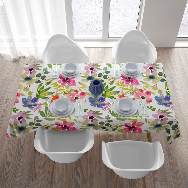 Mantel anti manchas rectangular 145 x 250 cm flores Paper Home-2