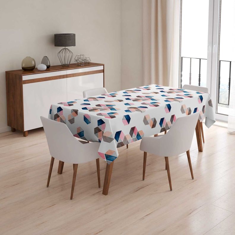 Mantel anti manchas rectangular 145 x 250 cm hexágonos Paper Home-1