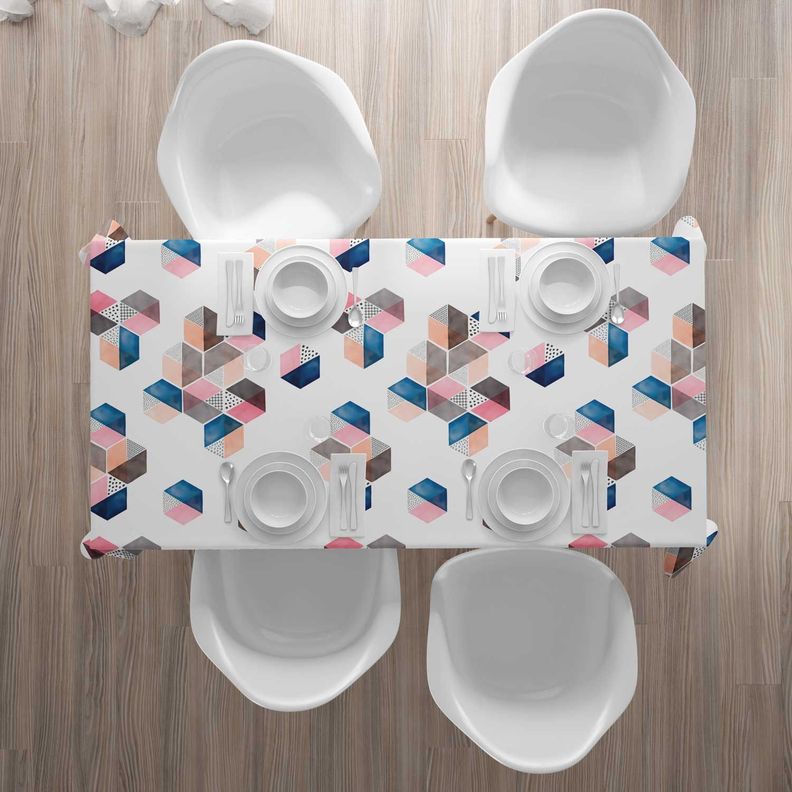Mantel anti manchas rectangular 145 x 250 cm hexágonos Paper Home-2