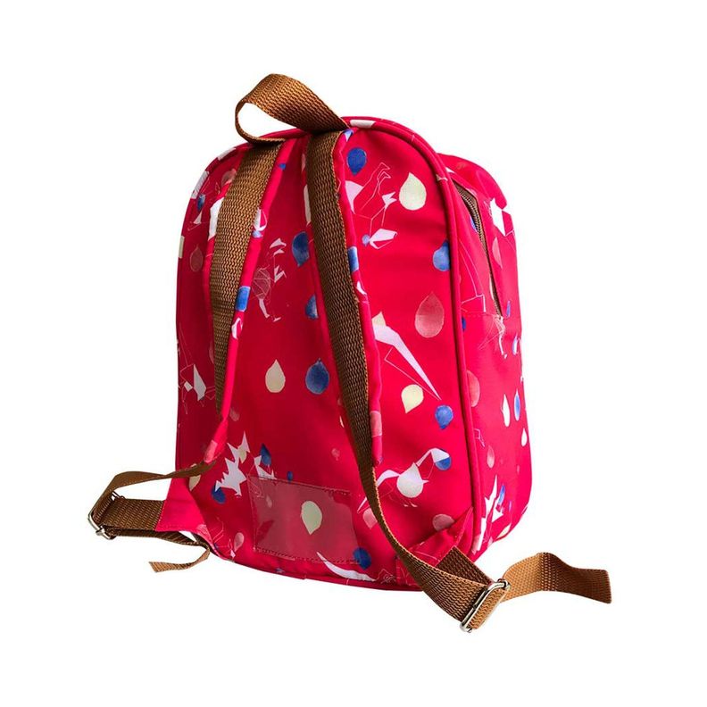 Mochila Infantil niños sustentable diseño dinosaurios roja Paper Home-1