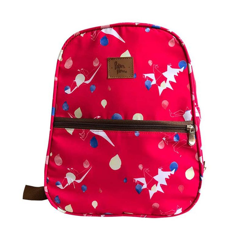 Mochila Infantil niños sustentable diseño dinosaurios roja Paper Home-0