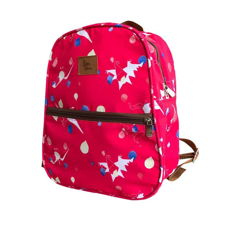 Mochila Infantil niños sustentable diseño dinosaurios roja Paper Home-2