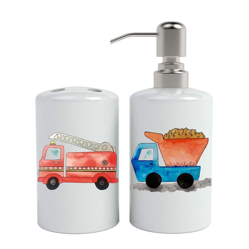 Set de baño cerámica 2 piezas bombero y camión Paper Home-0