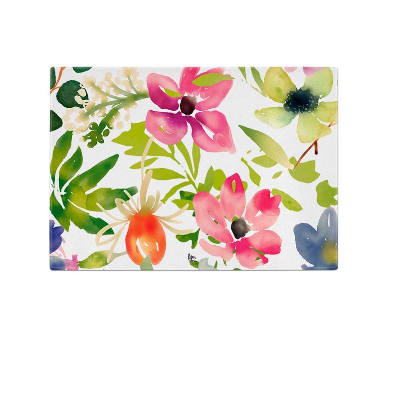 Tabla para cortar o picar de vidrio 28,5 x 20 cm flores Paper Home-0