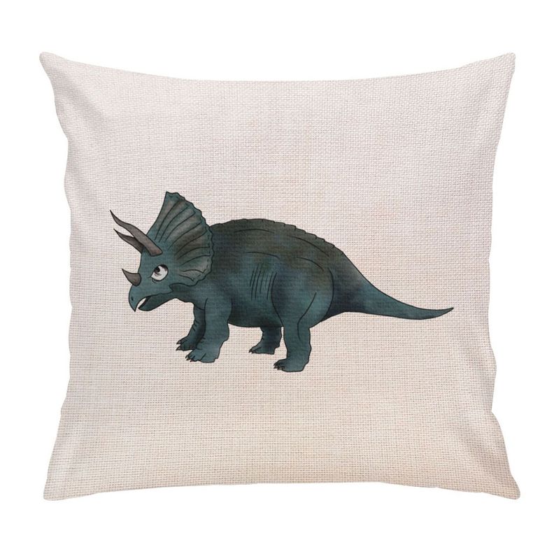 Cojín con relleno 45 x 45 cm dinosaurio azul infantil Paper Home-0