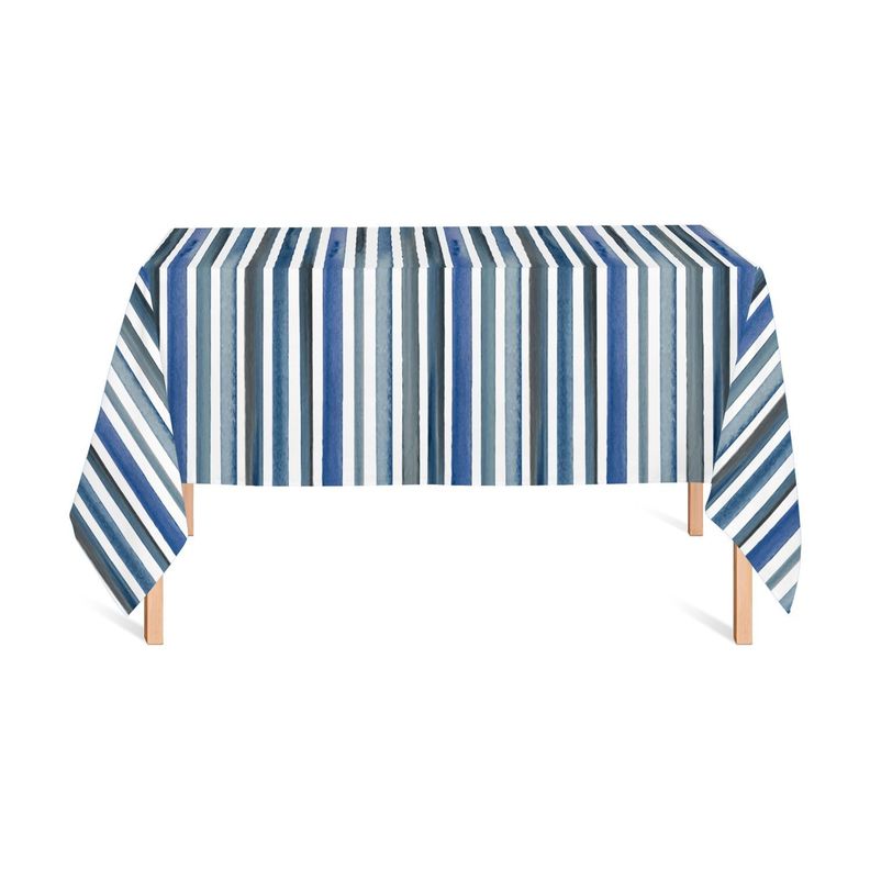 Mantel anti manchas rectangular 145 x 250 cm líneas azules Paper Home-0