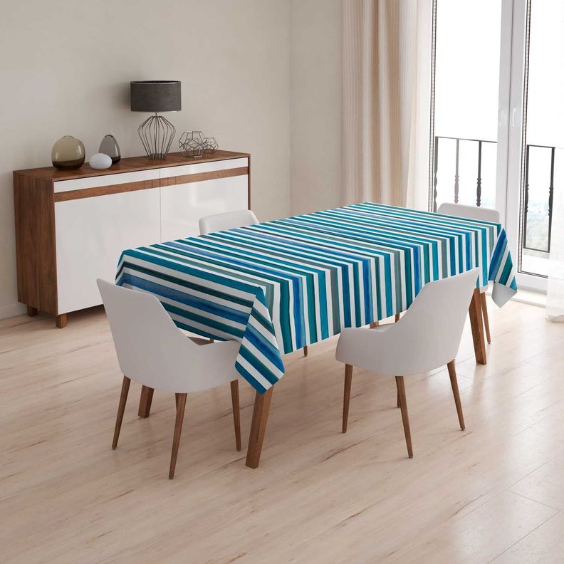 Mantel anti manchas rectangular 145 x 250 cm líneas azules Paper Home-1