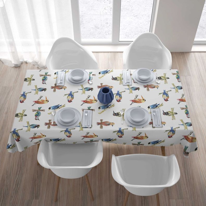 Mantel anti manchas rectangular 145 x 250 cm pájaros Paper Home-5