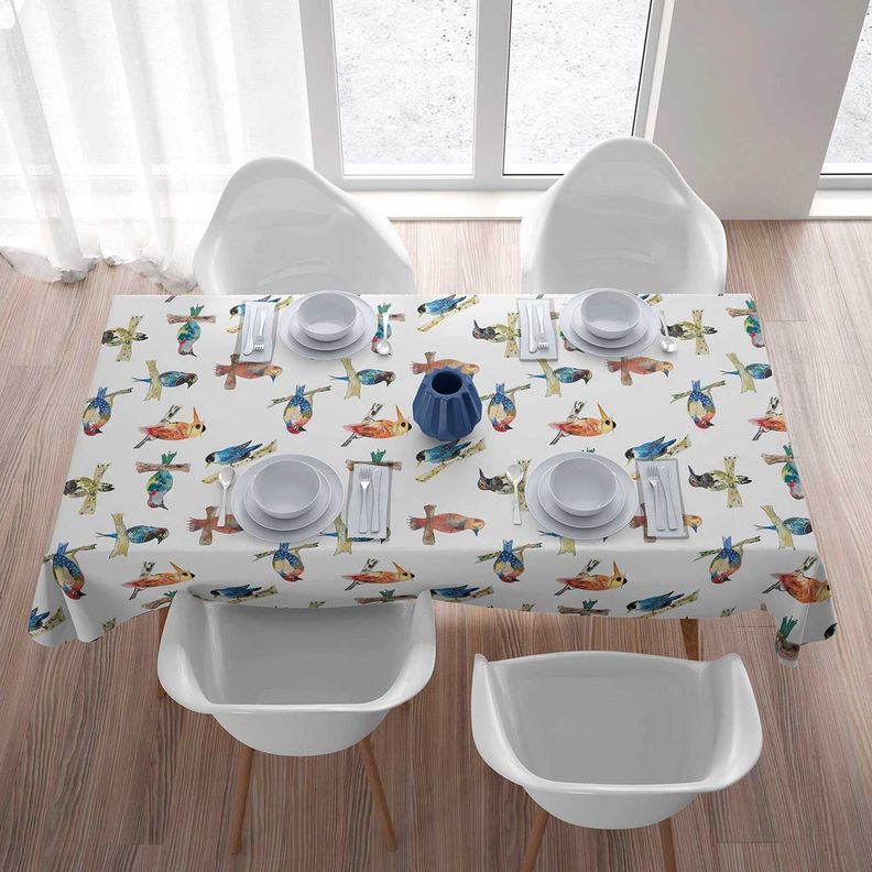 Mantel anti manchas rectangular 145 x 250 cm pájaros Paper Home-2