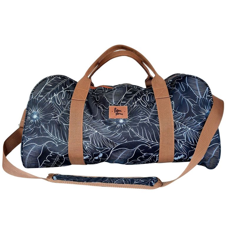 Bolso de viaje sustentable botánico negro Paper Home-0