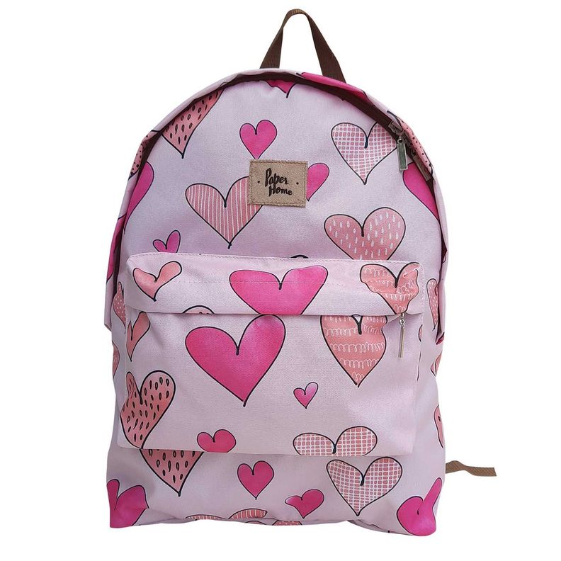 Mochila sustentable escolar infantil corazones Paper Home-0