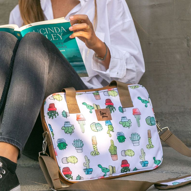 Bolso de notebook sustentable 13" y 14" pulgadas Cactus Paper Home-2